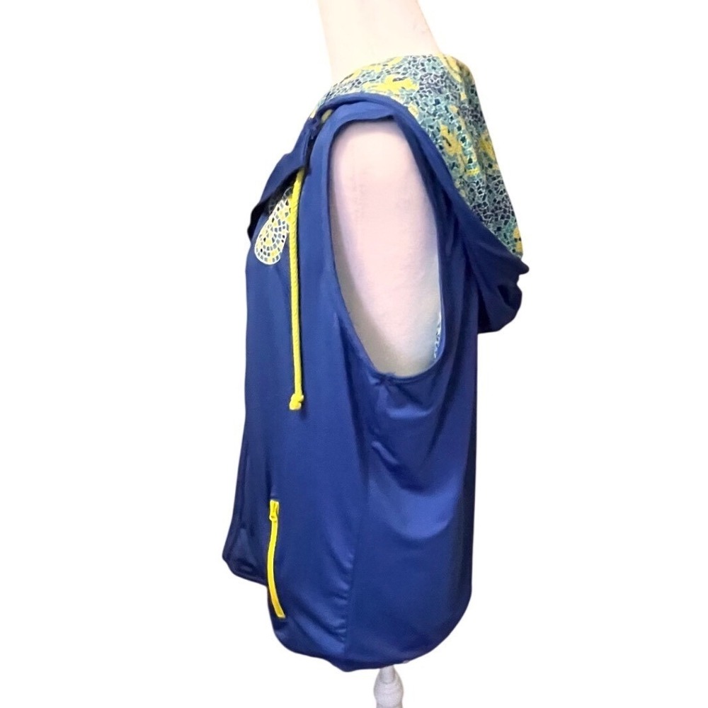 Disney Parks Mickey Mouse Mosaic Sleeveless Full Zip Hoodie Vest Blue Womens L - Picture 5 of 8